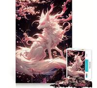 Puzzle Sakura Kitsune Renard 1000 pièces pour Adolescents Stimule la mémoire Détente en Douceur Coupe Premium Surprise d'anniversaire (38x26cm)
