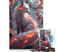 Puzzle Sakura Kitsune Renard 1000 Pièces pour Adolescents Stimule la mémoire Détente et Amusement Bords Lisses Liste de souhaits du Père Noël (38x26cm)