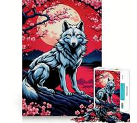 Puzzle Sakura Kitsune Renard 1000 Pièces pour Adultes Jeu de Réflexion Amusant et Paisible Pièce de Collection Art Découpée avec Soin (38x26cm)