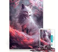 Puzzle Sakura Kitsune Renard 1000 Pièces pour Adultes Jeu de Réflexion et de Détente Découpe de Précision Cadeau Élégant (50x75cm)
