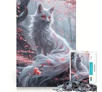 Puzzle Sakura Kitsune Renard Difficile pour Adultes 1000 Pièces Jeu de Réflexion Détente Douce Découpe Précise Cadeau Souvenir (50x75cm)