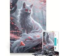 Puzzle Sakura Kitsune Renard pour Adolescents 1000 pièces Stimule la mémoire Détente et Douceur Découpe Lisse Cadeau élégant (38x52cm)