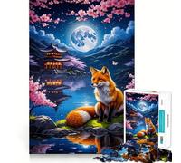 Puzzle Sakura Kitsune Renard pour Adultes, 1000 pièces, Jeu de logique, Anti-Stress, découpe de précision, Cadeau de fête (50x75cm)