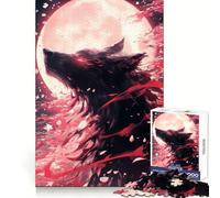 Puzzle Sakura Loup Noir 1000 pièces pour Adultes, Jeu de réflexion et de renforcement des Liens familiaux, découpe de précision, Cadeau créatif (38x52cm)