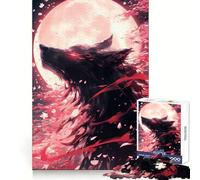Puzzle Sakura Loup Noir pour Adultes 1000 pièces, Casse-tête et Passe-Temps Calme, Assemblage d'image, Joli Cadeau (50x75cm)