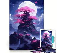 Puzzle Sakura Moon Tree (1000 pièces) Jeu de réflexion Qualité et qualité Cadeau Exquis 50x75cm
