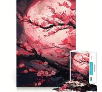 Puzzle Sakura Moon Tree 1000 pièces pour Adolescents, Jeu de logique Solide, Moments en Famille, Bords Nets, Surprise chaleureuse (38x52cm)