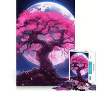 Puzzle Sakura Moon Tree 1000 pièces pour Adultes Renforce la mémoire, apaise l'esprit, qualité supérieure, Surprise chaleureuse (50x75cm)