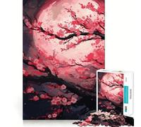 Puzzle Sakura Moon Tree 1000 pièces pour Adultes Renforce la mémoire, apaise l'esprit, qualité supérieure, Surprise chaleureuse (50x75cm)