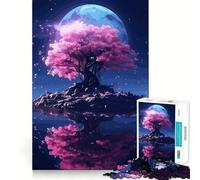 Puzzle Sakura Moon Tree (38x26cm) 1000 pièces Jeu de réflexion Qualité et qualité pour Adultes