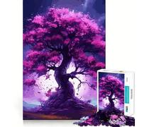 Puzzle Sakura Moon Tree pour Adolescents, 1000 pièces, défi intellectuel, Jeu Relaxant et Amusant, découpe précise, Cadeau Festif (38x52cm)