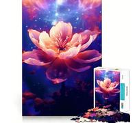 Puzzle Sakura Neon Cosmic Flower 1000 pièces pour Adolescents Jeu de réflexion et de création Collective Découpe Nette et Amusante Objet de Collection (50x75cm)