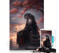 Puzzle Sakura Samouraï Japonais pour Adultes 1000 Pièces Jeu de Réflexion Passe-Temps Calme Assemblage d'image Joli Cadeau (50x75cm)