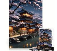Puzzle Sakura Soirée Pluvieuse 1000 Pièces pour Adolescents Jeu de logique et de réflexion Découpe précise (50x75cm)