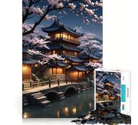 Puzzle Sakura Soirée Pluvieuse 1000 Pièces pour Adolescents Jeu de Logique et de Train Loisirs et Amusant Découpe Lisse Cadeau Spécial (38x52cm)