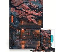 Puzzle Sakura Soirée Pluvieuse Niveau Difficile 1000 Pièces Jeu de logique et d'adresse À Partager en Famille Découpe précise Pièce de Collection (38x52cm)
