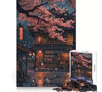Puzzle Sakura Soirée Pluvieuse Niveau Difficile 1000 Pièces Réminiscence Soulagement Calme Découpe Lisse Cadeau Classique (38x26cm)