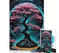 Puzzle Sakura sous néons 1000 pièces pour Adolescents, Jeu de logique, pièce de Collection découpée avec précision (38x52cm)