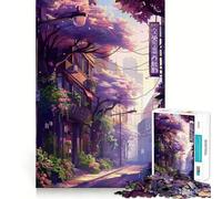 Puzzle Sakura Street Spring Anime Difficile pour Adultes 1000 Pièces Remémoration Stimulant Calme et Calme Découpe Lisse Cadeau Classique (38x52cm)