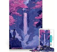Puzzle Sakura Waterfall pour Adolescents, 1000 pièces, stimule la mémoire, soulage la Tension, Bords Nets, Belle œuvre d'art (50x75cm)