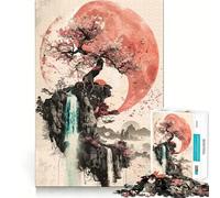Puzzle Sakura Waterfall Yin Yang de 1000 pièces pour Adolescents Un Jeu d'entraînement cérébral, de détente mentale et d'assemblage Artistique, Un Cadeau Unique (50x75cm)