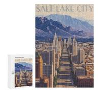 Puzzle Salt Lake City Skyline Art, 300 PCS, Activité Créative À La Maison, comme Présent Festif pour Amateurs De Puzzles, À Noël
