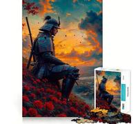 Puzzle Samouraï au Coucher du Soleil pour Adultes, 1000 pièces, Jeu de réflexion, Jouet Anti-anxiété, pièce de Collection aux découpes soignées (38x26cm)