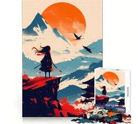 Puzzle samouraï au Coucher du Soleil pour Adultes, 1000 pièces, Jeu de réflexion, Loisir Calme, à Assembler, Cadeau de Noël (38x26cm)