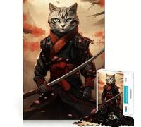 Puzzle samouraï Chat Japonais Difficile pour Adultes, 1000 pièces, Jeu intellectuel, Moment de détente, découpe de qualité, Cadeau Exquis (38x26cm)