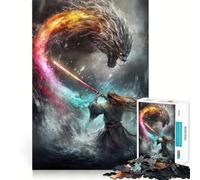 Puzzle Samouraï Contre Dragon 1000 pièces pour Adultes Jeu cognitif et Amusant à Assembler Ensemble Collection d'images (38x26cm)