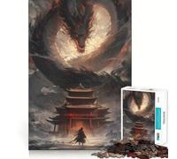 Puzzle Samouraï Contre Dragon pour Adolescents 1000 pièces Renforce la mémoire Passe-Temps Calme Qualité Cadeau Festif (50x75cm)
