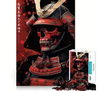 Puzzle samouraï crâne Rouge 1000 pièces pour Adolescents, Jeu de logique Stimulant, détente mentale, Bords Nets, Cadeau élégant (38x52cm)