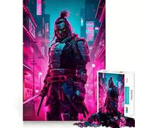 Puzzle samouraï Cyberpunk 1000 pièces pour Adolescents, Jeu de logique et de Train, Silencieux et Amusant, découpe Lisse, Joli Cadeau (38x52cm)