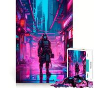 Puzzle samouraï Cyberpunk City Difficile pour Adultes, 1000 pièces, Jeu intellectuel, détente, découpe de qualité, Cadeau Exquis (50x75cm)