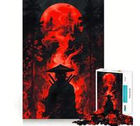 Puzzle Samouraï dans la Forêt de la Lune Rouge pour Adultes 1000 Pièces Jeu de Réflexion Loisirs Calmes Assemblage Cadeau de Fêtes (38x52cm)