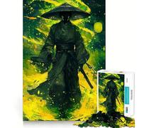 Puzzle Samouraï dans Les Flammes Vertes 1000 Pièces pour Adolescents Jeu de Logique et de Train Loisirs et Amusant Découpe Lisse Cadeau Spécial (38x52cm)
