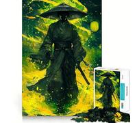 Puzzle Samouraï dans Les Flammes Vertes pour Adultes, 1000 Pièces, Jeu de Réflexion, Loisirs Calmes, Design à Assembler, Cadeau de Fêtes (50x75cm)