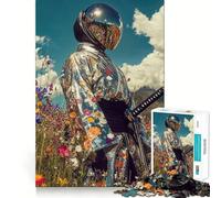 Puzzle samouraï dans Un Champ de Fleurs pour Adultes, 1000 pièces, Jeu de réflexion, Anti-anxiété, Objet de Collection aux découpes soignées (50x75cm)