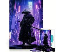 Puzzle Samouraï dans Une Ville néon pour Adolescents, 1000 pièces, défi intellectuel, Jeu Relaxant et Amusant, découpe précise, Cadeau Festif (50x75cm)