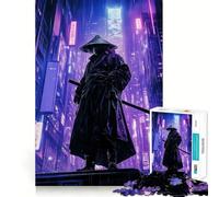 Puzzle Samouraï dans Une Ville néon pour Adolescents 1000 pièces Stimule la mémoire Soulagement de la Tension Bords serrés Pièce d'art de qualité (38x52cm)