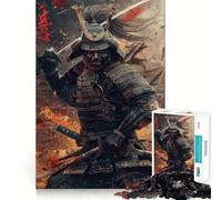 Puzzle Samouraï en Flammes 1000 Pièces pour Adolescents Jeu de Logique et de Sensation Passe-Temps Calme Bords Lisse Cadeau de Qualité (38x26cm)