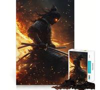 Puzzle Samouraï en Flammes 1000 Pièces pour Adultes Jeu Intellectuel et Apaisant Découpe Précise Cadeau de Noël (38x26cm)
