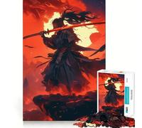 Puzzle Samouraï en Flammes 1000 Pièces pour Adultes Jeu Intellectuel et Apaisant Découpe Précise Idée Cadeau de Noël (50x75cm)