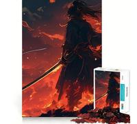 Puzzle Samouraï en Flammes pour Adolescents 1000 Pièces Stimule la Mémoire Divertissement Découpe Premium Cadeau Élégant (50x75cm)
