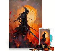Puzzle Samouraï en Flammes pour Adolescents 1000 Pièces Stimule la mémoire Soulagement de la Tension Bordure serrée Belle œuvre d'art (50x75cm)