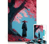 Puzzle samouraï en Fleurs de Cerisier, 1000 pièces, Difficile, pour Adultes Découpe Lisse, idéal pour se remémorer et stimuler la détente Cadeau Classique (50x75cm)