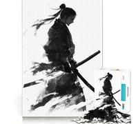 Puzzle Samouraï en Noir et Blanc pour Adolescents 1000 Pièces Jeu Anti-Stress Intelligent Bords Aigus Cadeau d'anniversaire (38x26cm)