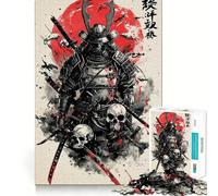Puzzle samouraï Japonais Aquarelle Difficile pour Adultes 1000 pièces, Jeu de logique et d'adresse, à Partager en Famille, découpe précise, Objet de Collection (38x26cm)