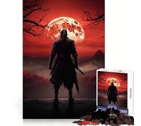 Puzzle samouraï Japonais Red Moon 1000 pièces pour Adolescents Renforce la mémoire Détente et Amusement garantis Bords Lisses Liste de souhaits du Père Noël (50x75cm)