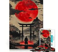 Puzzle samouraï Japonais Red Moon pour Adolescents, 1000 pièces, Jeu de logique et de Concentration, Jeu apaisant, découpe précise, (38x52cm)